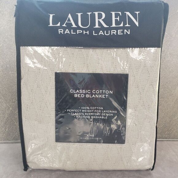 Lauren Ralph Lauren Bed Blanket King Classic Machine Washable New Bedding Throw